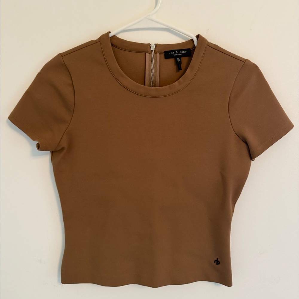 rag & bone Women's Irina Ponte Tan Crop Top - XSMALL